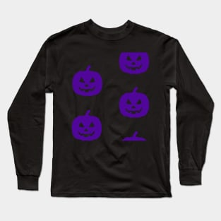 Rotund Jack-O-Lantern Tile (Purple) Long Sleeve T-Shirt